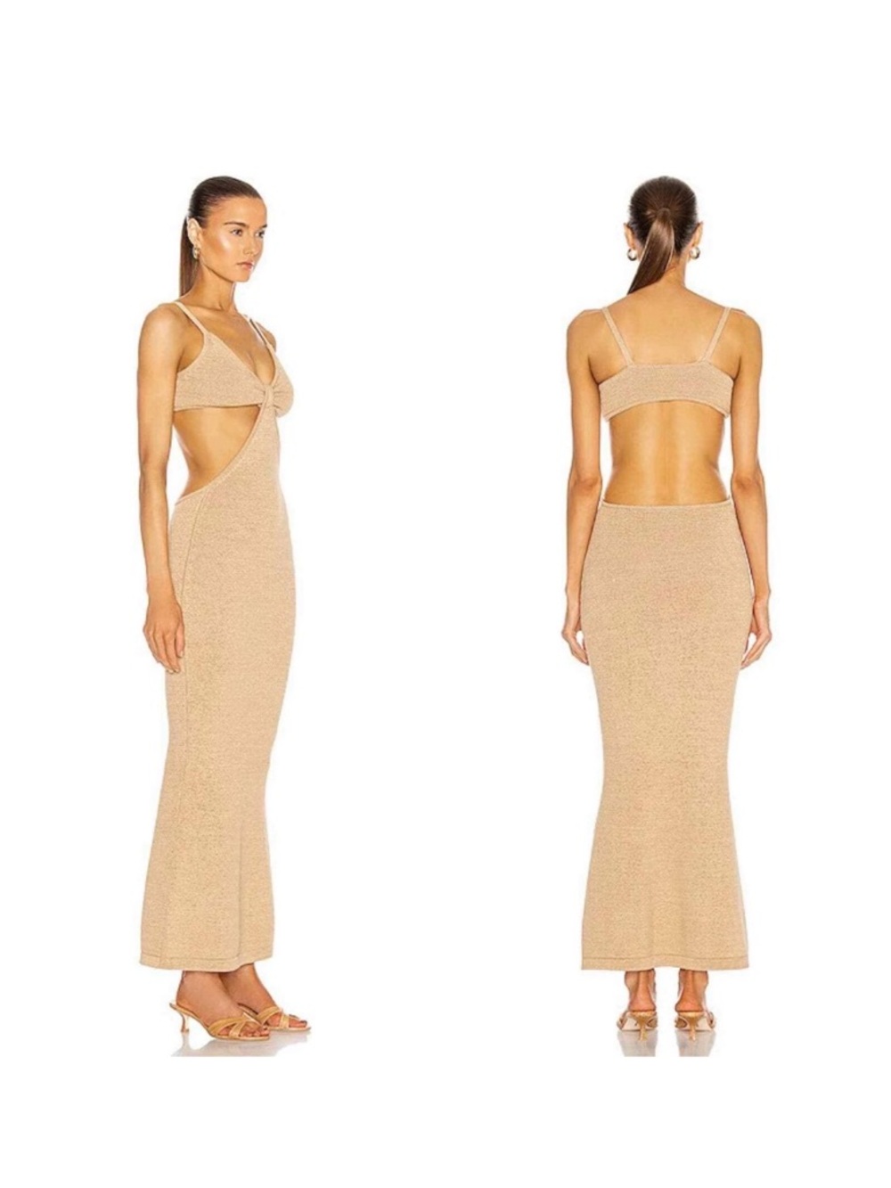 cult gaia Beige Cutout Maxi Dress